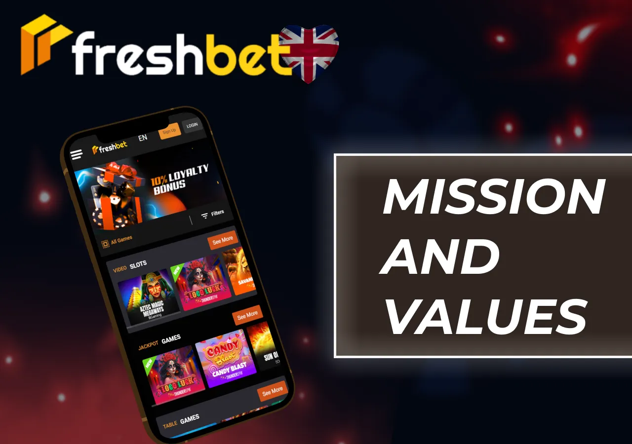 FreshBet’s mission and core values focused on safety, responsibility, and user convenience.